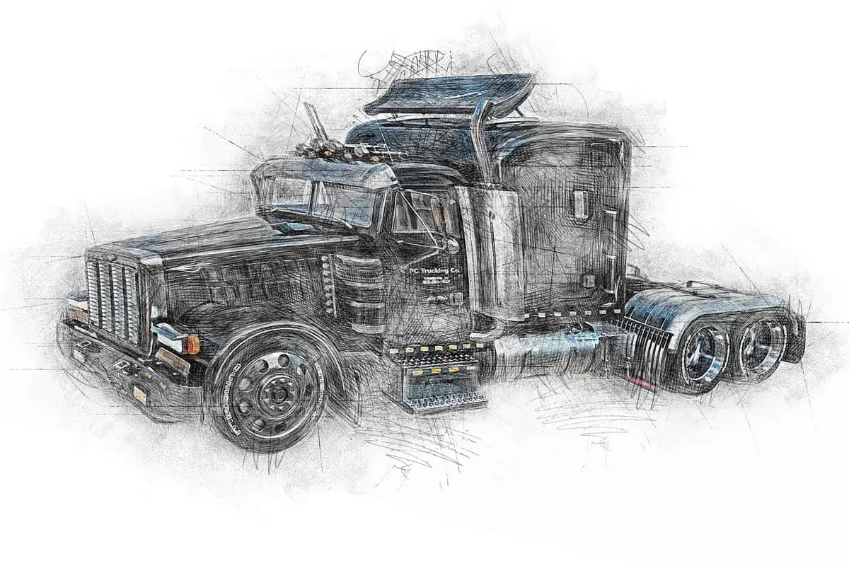 Stylized illustration of a Peterbilt 379 semi truck — Bledsoe services all major heavy-duty truck brands including Peterbilt, Kenworth, Freightliner, International, and Volvo.